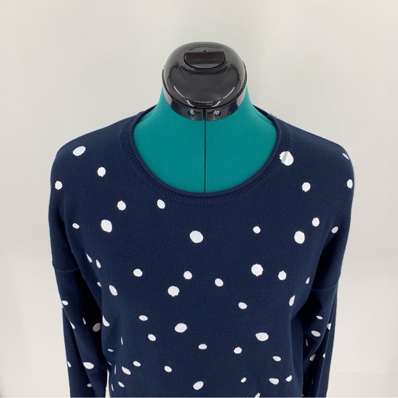 Bench NWT Navy with White Polka Dots Long Sleeve Crew Neck Cotton Sweater, 16 - Picture 4 of 16